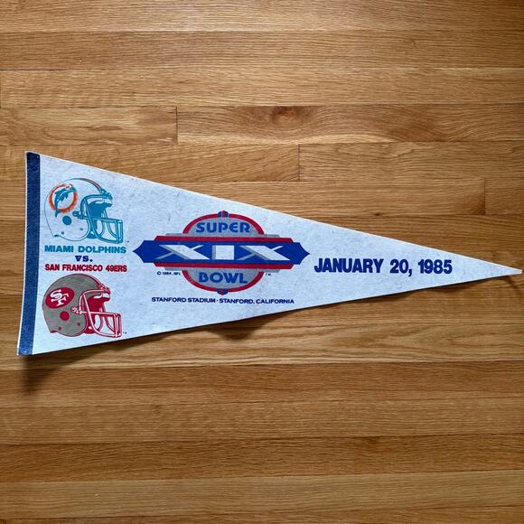 Vintage NFL Miami Dolphins Felt Flag Pennants Set of 2 Superbowl 1985 Orange - Picture 2 of 7